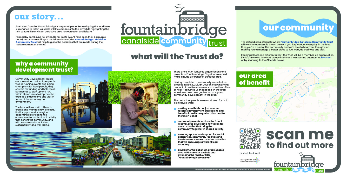 The banners share a common design visually emphasising the merger, and creating continuity between the three points