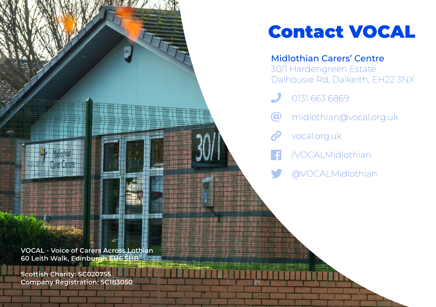VOCAL's welcome pack showing Midlothian variant imagery and text
